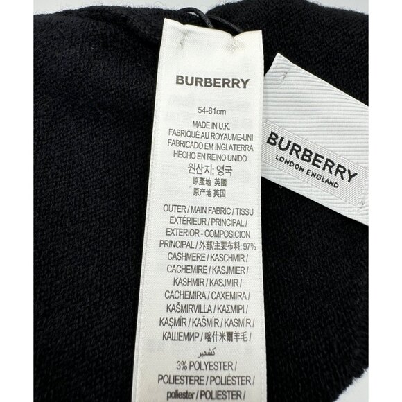 Burberry BB Roundel Logo Graphic Cashmere Blend Beanie Black - Picture 6 of 10
